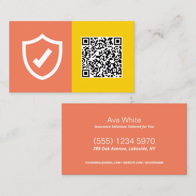 Försäkring i Agent Anpassningsbar QR Visitkort (Fram/baksida)