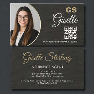 Försäkringsagent Linne Svart Foto QR-kod Visitkort