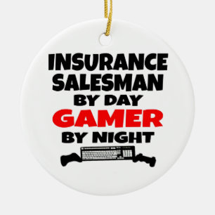 Försäkringssäljare Gamer Julgransprydnad Keramik
