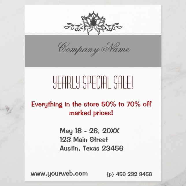 Försäljning av Lotus Flower Black White Teckning Reklamblad (Framsidan)