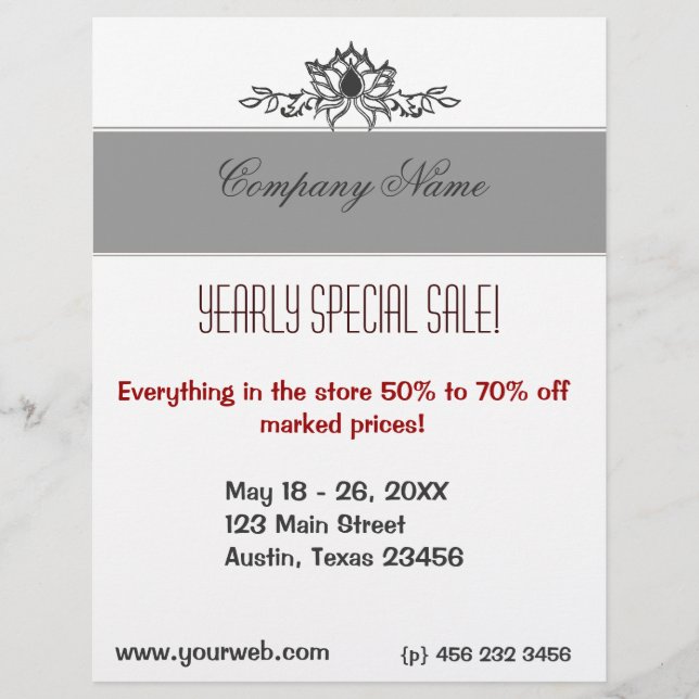 Försäljning av Lotus Flower Black White Teckning Reklamblad (Framsidan)