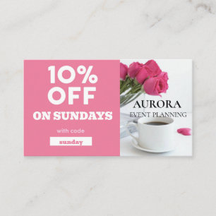 Försäljning av rabatt på händelseplanering visitkort