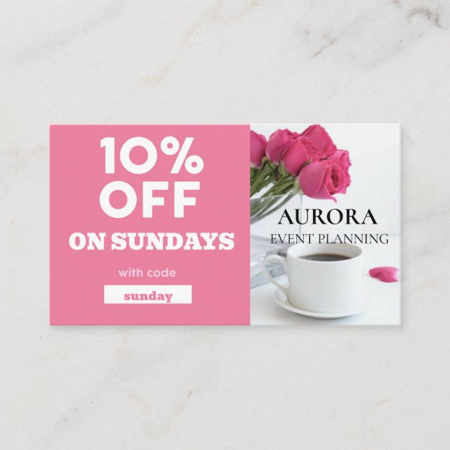 Försäljning av rabatt på händelseplanering visitkort (Framsida)