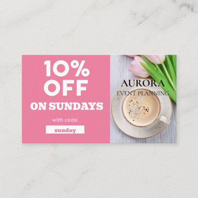 Försäljning av rabatt på händelseplanering visitkort (Framsida)