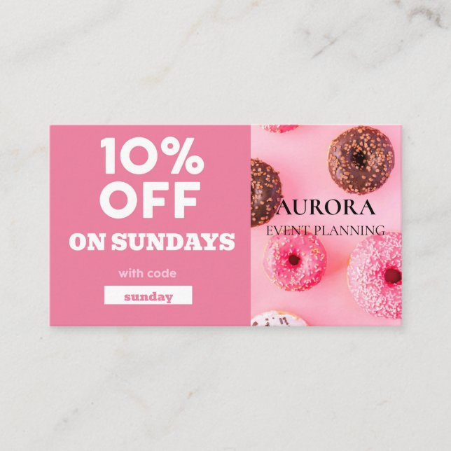 Försäljning av rabatt på händelseplanering visitkort (Framsida)