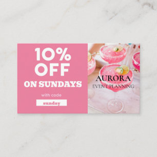 Försäljning av rabatt på händelseplanering visitkort