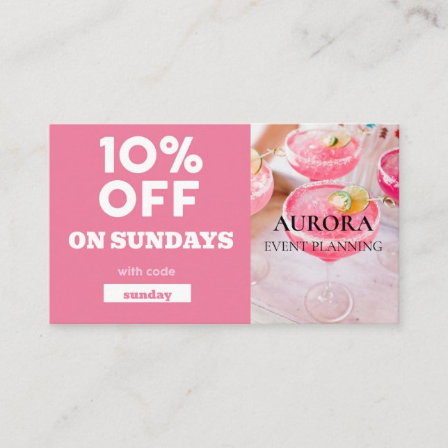 Försäljning av rabatt på händelseplanering visitkort (Framsida)