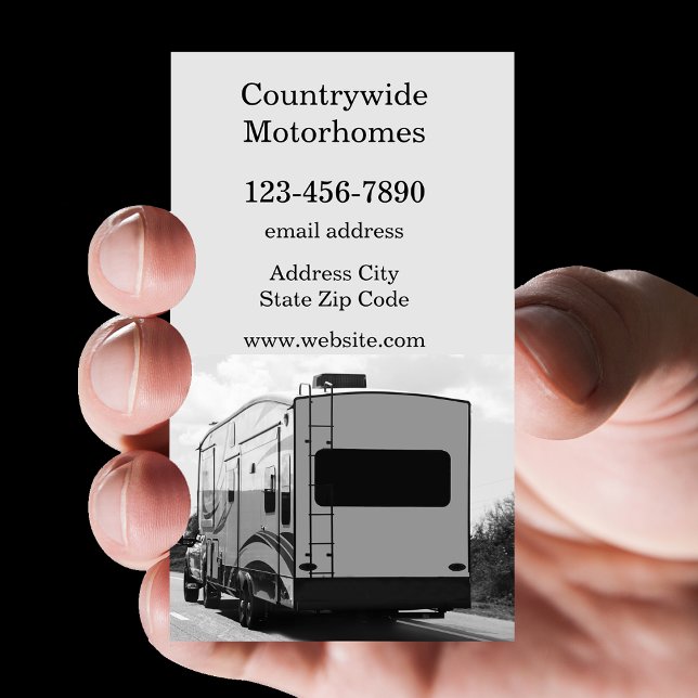 Försäljning av RV för motorhem Visitkort (Skapare uppladdad)