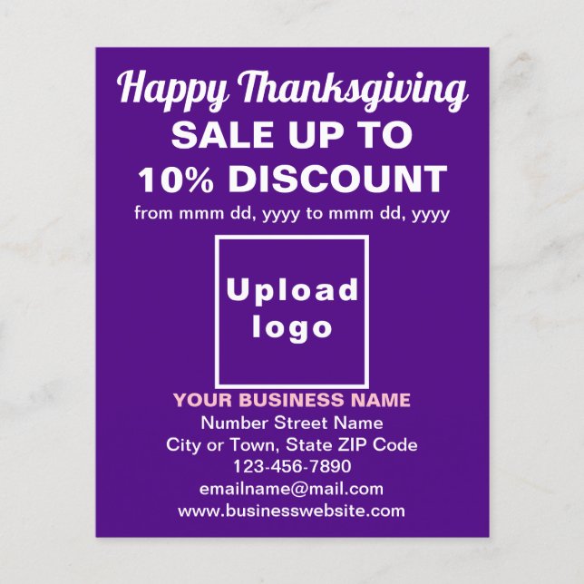 Försäljning av Thanksgiving på Lila Flyer (Framsidan)
