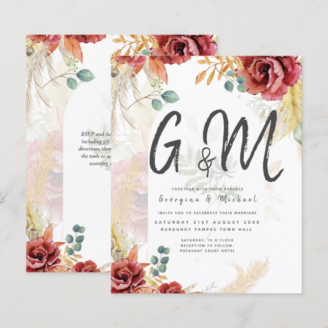 FÖRSÄLJNING! Boho Burgundy Guld Blommigt Land Barn (Fram/baksida)