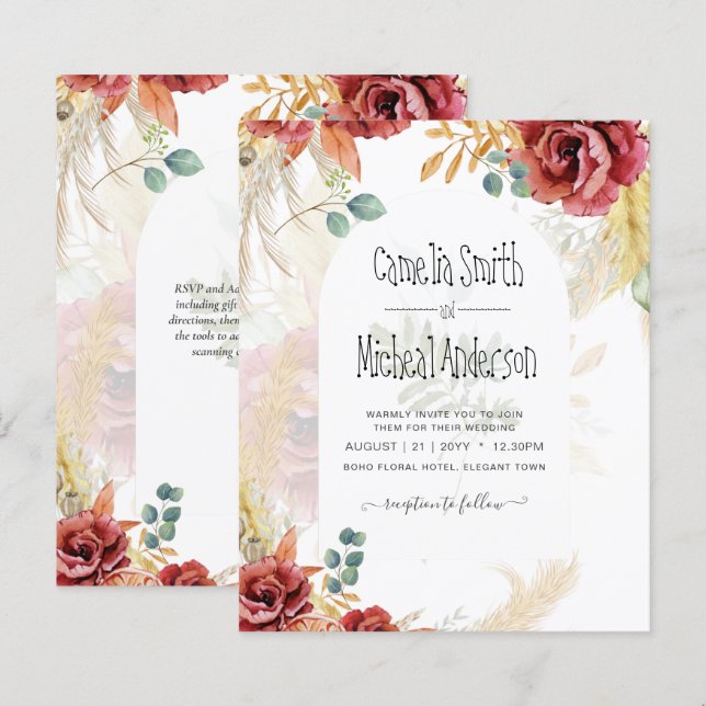 FÖRSÄLJNING! Boho Burgundy Guld Blommigt Land Barn (Fram/baksida)