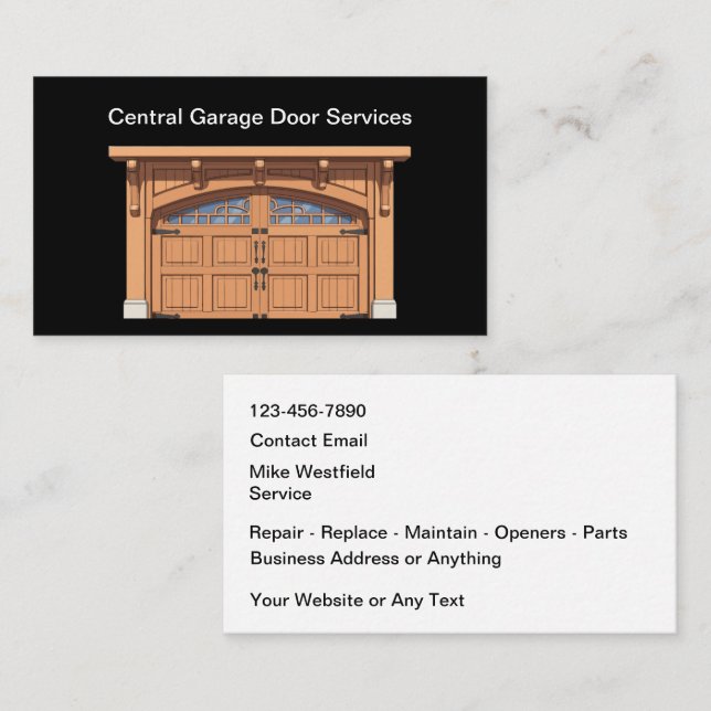 Försäljning och service av garageportar visitkort (Fram/baksida)