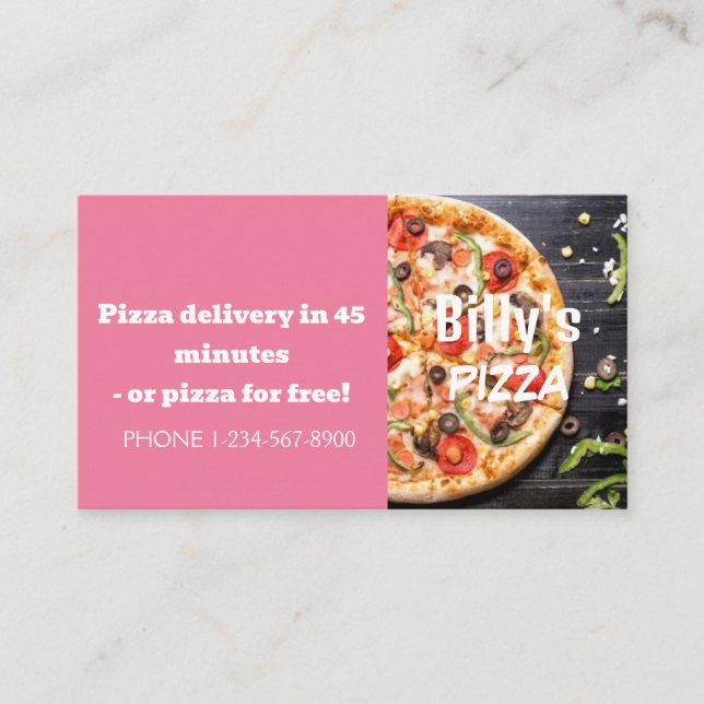 Försäljningserbjudande för Pizza-leveransrabatt Visitkort (Framsida)