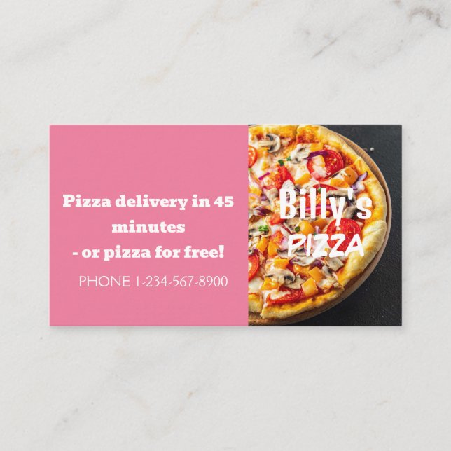 Försäljningserbjudande för Pizza-leveransrabatt Visitkort (Framsida)