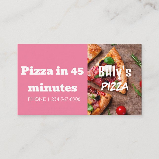 Försäljningserbjudande för Pizza-leveransrabatt Visitkort (Framsida)