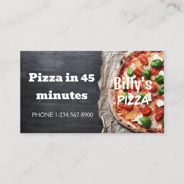 Försäljningserbjudande för Pizza-leveransrabatt Visitkort (Framsida)