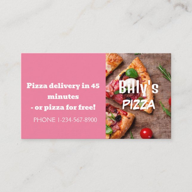 Försäljningserbjudande för Pizza-leveransrabatt Visitkort (Framsida)
