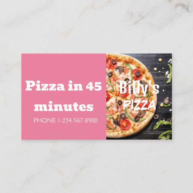 Försäljningserbjudande för Pizza-leveransrabatt Visitkort (Framsida)
