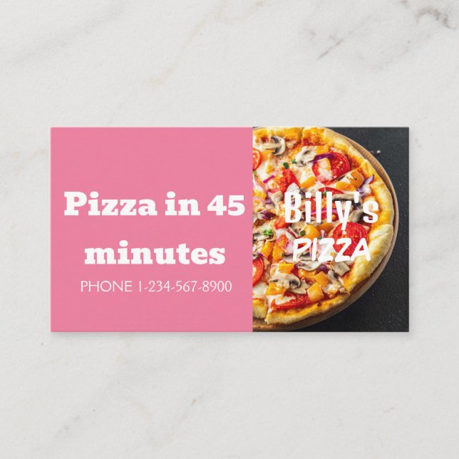 Försäljningserbjudande för Pizza-leveransrabatt Visitkort (Framsida)