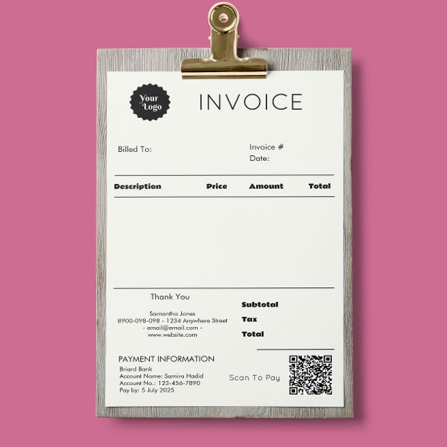 Försäljningsinleverans för svarta och vita fakturo (Modern Invoice Sales Receipt Small Business)