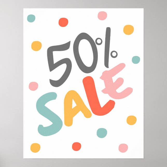 Försäljningsskylt 50 % rabatt, stor försäljningssk poster (Framsidan)