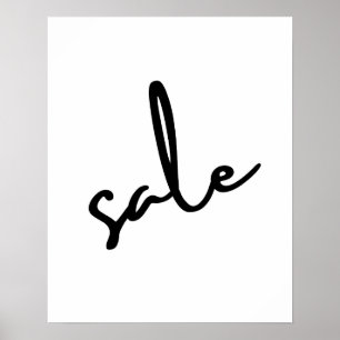 Försäljningsskylt för snyggt, minimalistisk svartv poster