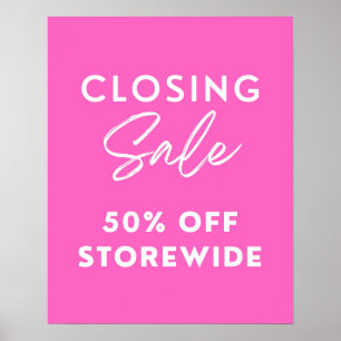 Försäljningsskylt för utgående rosa Store, 50 % ra Poster