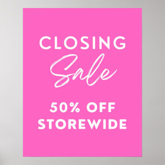 Försäljningsskylt för utgående rosa Store, 50 % ra Poster