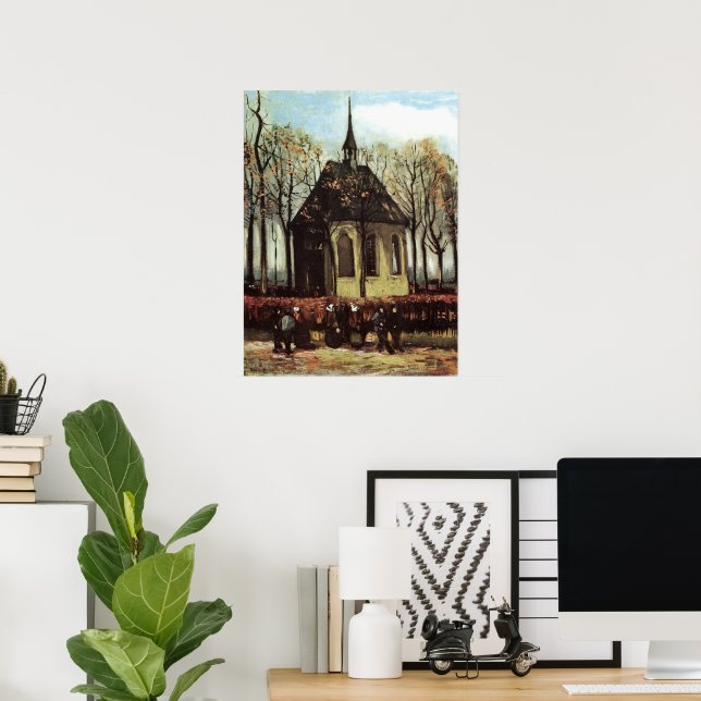 Församling i kyrkan, Nuenen av Vincent van Gogh Poster (Hemmakontoret)