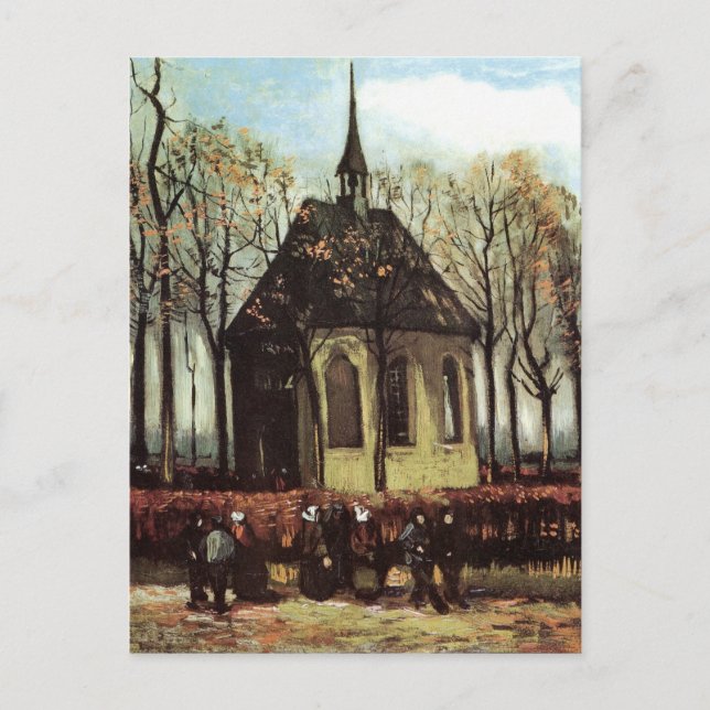 Församling i kyrkan, Nuenen av Vincent van Gogh Vykort (Framsida)