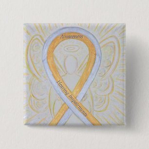 Försämrad hörsel Medvetenhet Ribbon Angel Pin Knapp
