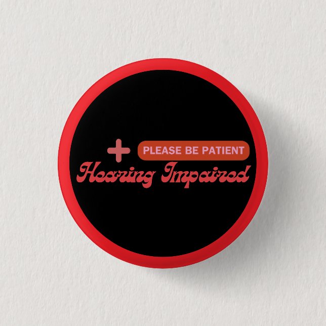 Försämrad hörseldesign - svart och röd elegant knapp (Framsida)