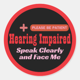 Försämrad hörseldesign - svart och röd elegant runt klistermärke