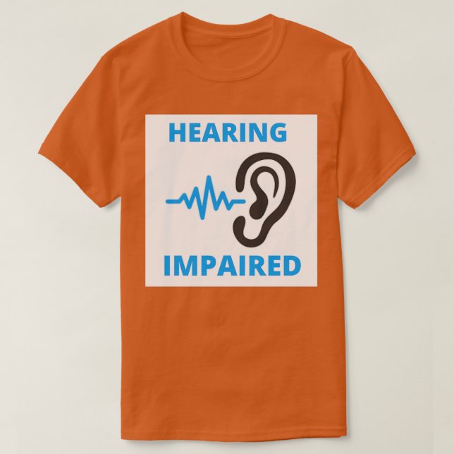 Försämrad vit och blå hörsel t shirt (Design framsida)