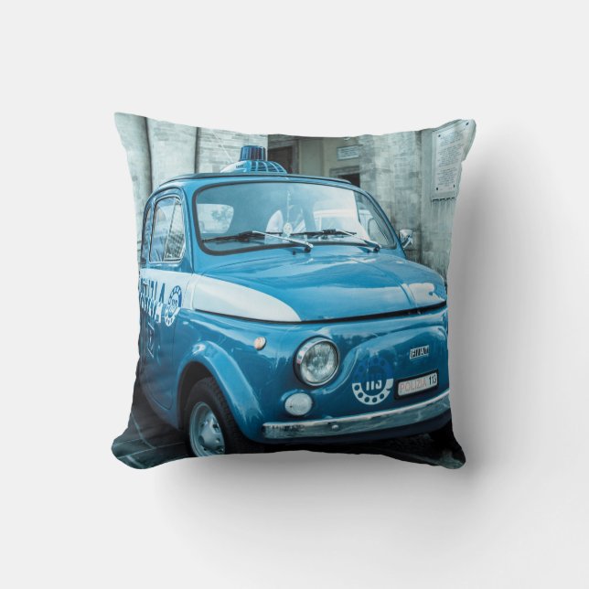 Förse med polis Fiat 500 i italien, klassikerbil Kudde (Framsida)