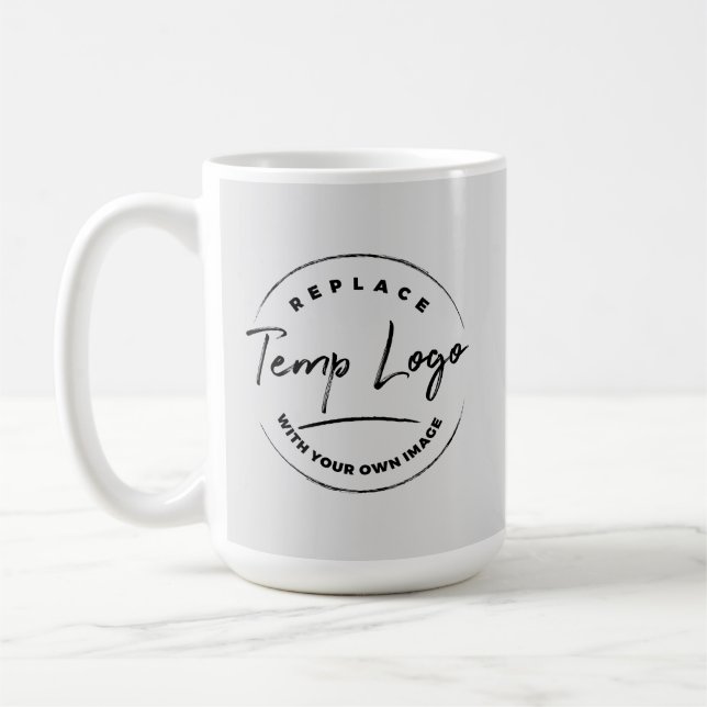 Försedd med din Logotyp, lätt Grått Kaffemugg (Vänster)