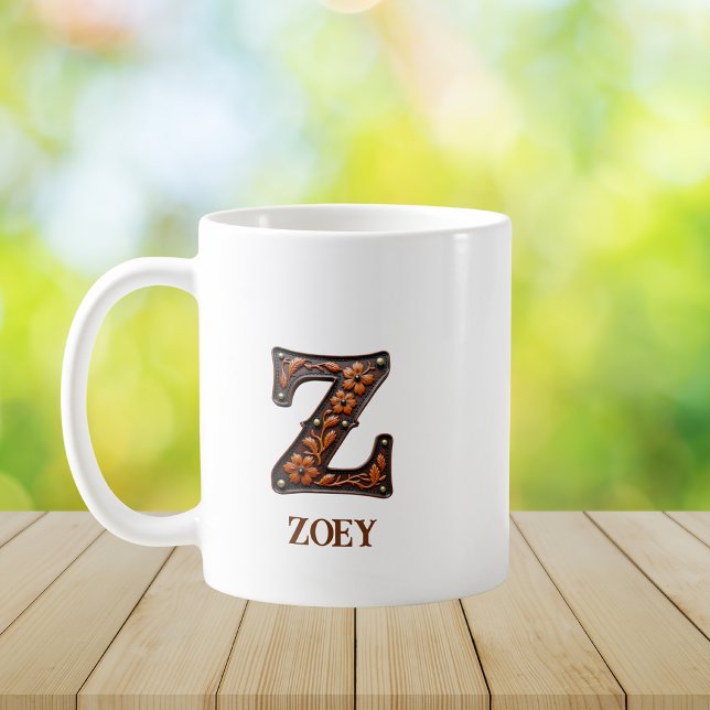 Försedd västerländsk läderinitial monogram Z Kaffemugg (Skapare uppladdad)