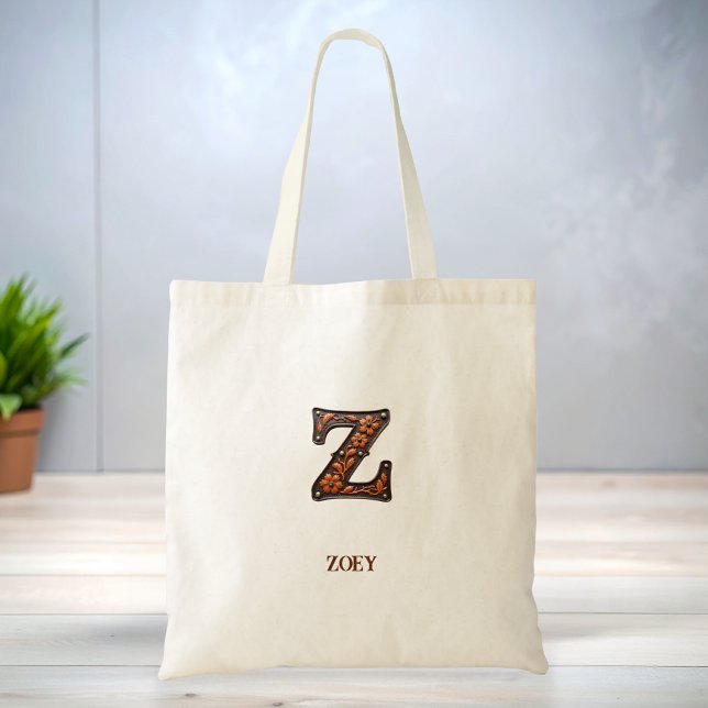 Försedd västerländsk läderinitial monogram Z Tygkasse (Skapare uppladdad)