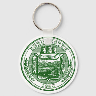 Försegla av Dorchester Massachusetts, grönt Nyckelring