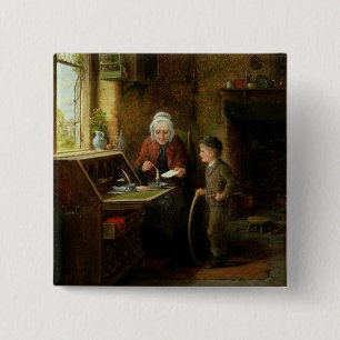 Försegla ett brev, 1890 (olja på panel) knapp