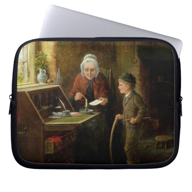 Försegla ett brev, 1890 (olja på panel) laptop sleeve (Framsidan)