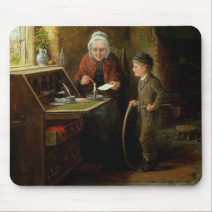 Försegla ett brev, 1890 (olja på panel) musmatta