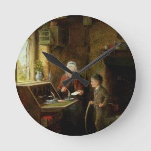 Försegla ett brev, 1890 (olja på panel) rund klocka