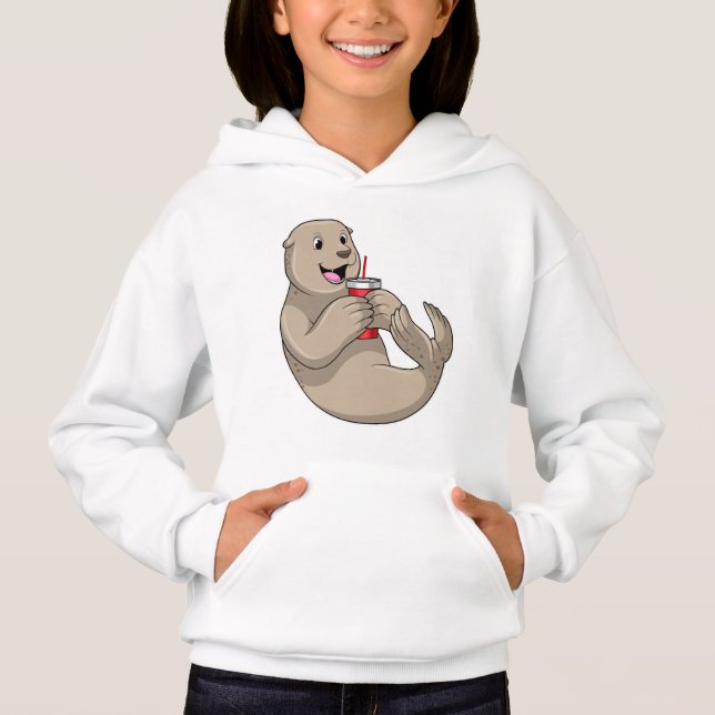 Försegla med Mugg med straw T Shirt (Framsida)