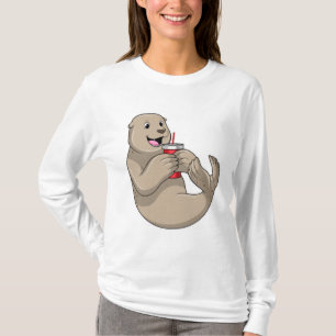 Försegla med Mugg med straw T Shirt