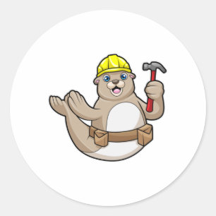 Försegla som Carpenter med Hammer & Hat Runt Klistermärke