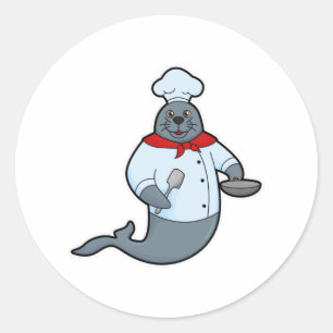 Försegla som Cook med Pan & Spatula Runt Klistermärke