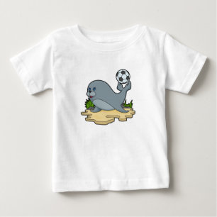 Försegla som fotbollsspelare med fotboll t shirt