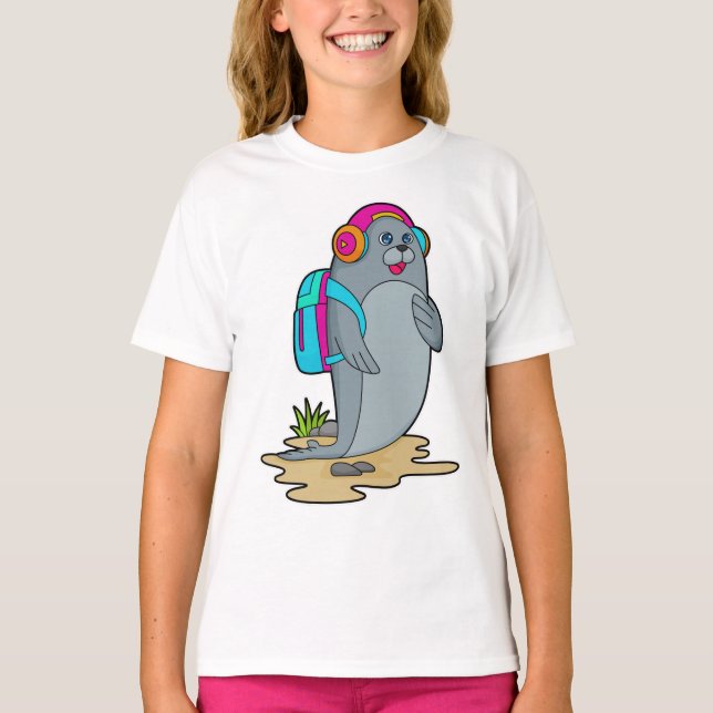 Försegla som Hiker med ryggsäck T Shirt (Framsida)