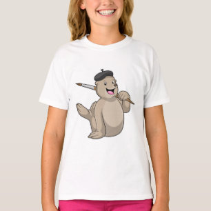 Försegla som målarfärg med färgpensel t shirt